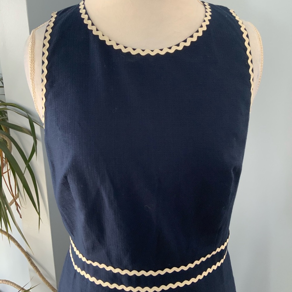 J. CREW Navy Blue Suit Dress With Ricrac Trim 10